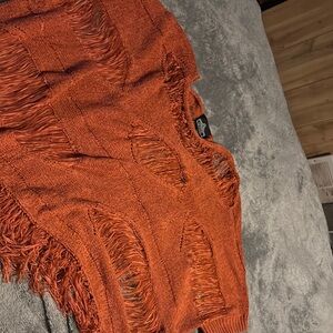 Angie Women's Fringe Knit Blouse - Orange